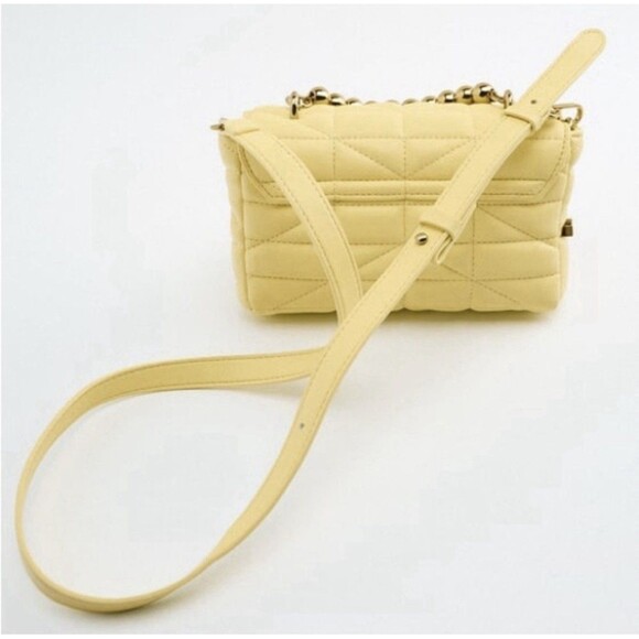 Zara Yellow Quilted Beaded Top-Handle Bag - Picture 3 of 4